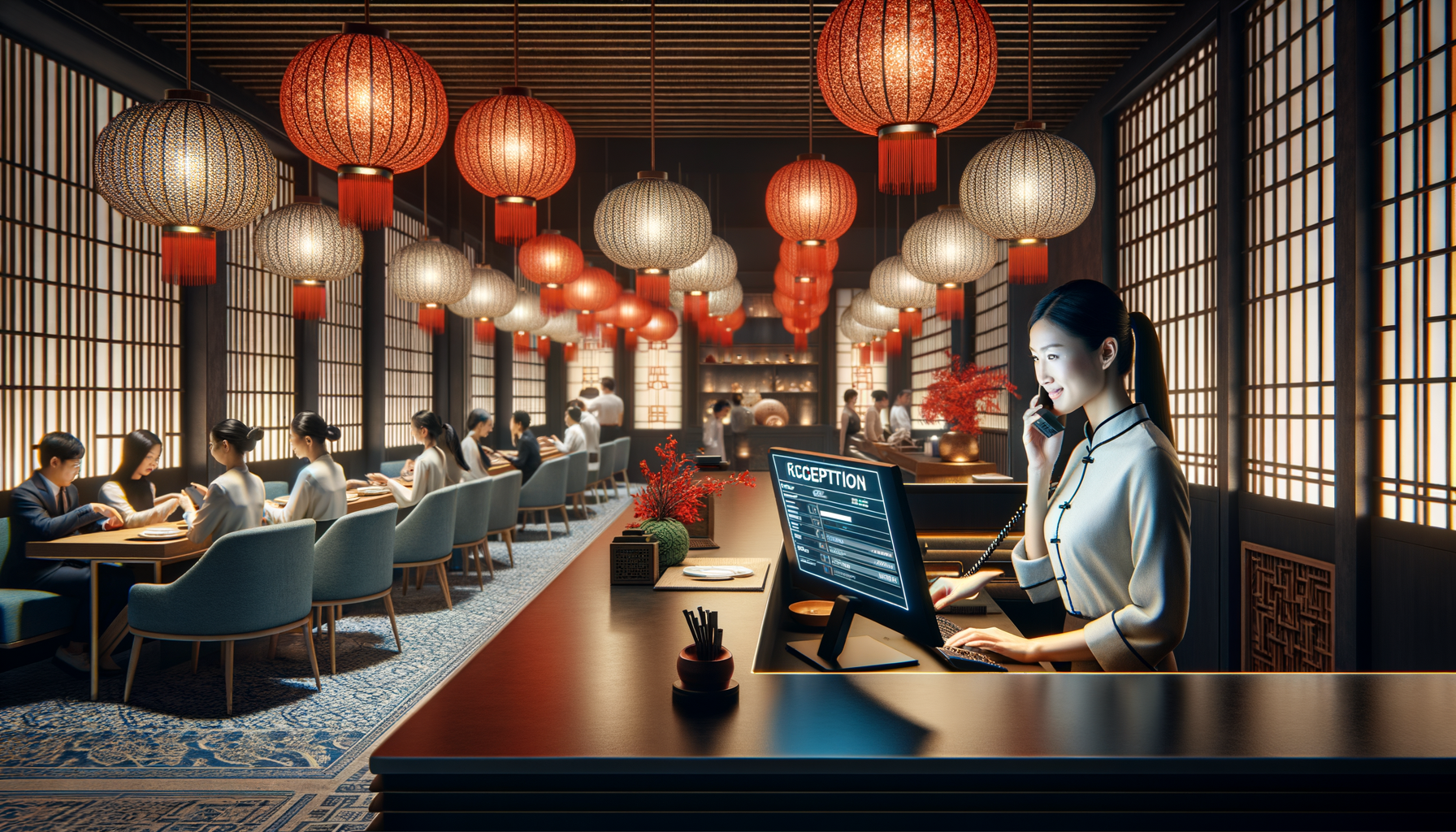 Singaporean receptionist for a modern chinese